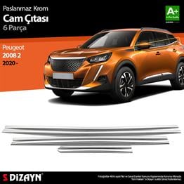 S-Dizayn Peugeot 2008 2 Krom Cam Çıtası 6 Prç 2020-2023