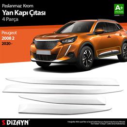 S-Dizayn Peugeot 2008 2 Krom Yan Kapı Çıtası 4 Prç 2020-2023