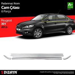 S-Dizayn Peugeot 301 Krom Cam Çıtası 6 Prç. 2012-2017