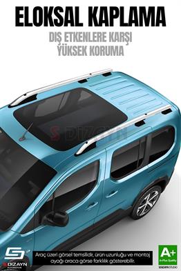 S-Dizayn Peugeot Bipper Aluminyum Gri Tavan Çıtası Sport Model 2008 Üzeri A+ Kalite