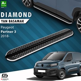 S-Dizayn Peugeot Partner 3 Diamond Krom Yan Basamak 203 Cm 2018 Üzeri A+ Kalite