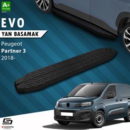 S-Dizayn Peugeot Partner 3 Evo Siyah Yan Basamak 203 Cm 2018 Üzeri A+ Kalite