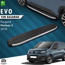 S-Dizayn Peugeot Partner 3 Uzun Şase Evo Krom Yan Basamak 213 Cm 2018 Üzeri A+ Kalite