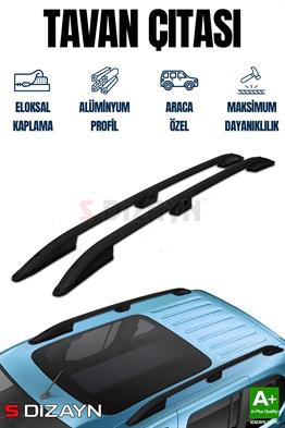 S-Dizayn Peugeot Rifter Kısa Şase Aluminyum Siyah Tavan Çıtası 2019 Üzeri A+ Kalite