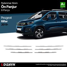 S-Dizayn Peugeot Rifter Krom Ön Panjur 6 Prç. 2019-2023