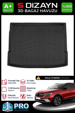S-Dizayn Renault Austral Mild Hybrid 3D Pro Bagaj Havuzu 2023 Üzeri A+ Kalite