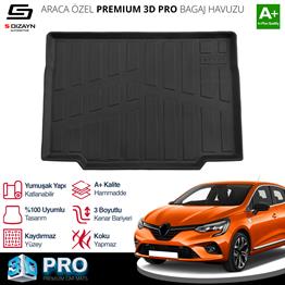 S-Dizayn Renault Clio 5 3D Pro Bagaj Havuzu 2019-2026 A+ Kalite