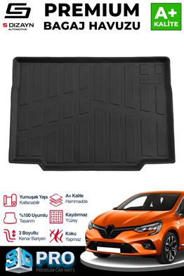 S-Dizayn Renault Clio 5 3D Pro Bagaj Havuzu 2019-2026 A+ Kalite