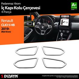 S-Dizayn Renault Clio 5 Krom İç Kapı Kolu Çerçevesi 4 Prç. 2019 Üzeri (Mat Krom)
