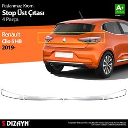 S-Dizayn Renault Clio 5 Krom Stop Üst Çıtası 4 Prç. 2019 Üzeri