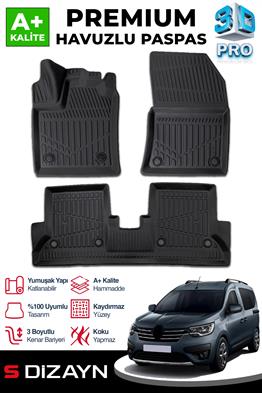S-Dizayn Renault Express Camlıvan 3D Pro Havuzlu Paspas 2021 Üzeri A+ Kalite
