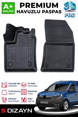 S-Dizayn Renault Express Panelvan 3D Pro Havuzlu Paspas Ön 2Li 2021 Üzeri A+ Kalite