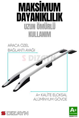 S-Dizayn Renault Kangoo 2 Kısa Şase Aluminyum Gri Tavan Çıtası 2008-2020 A+ Kalite