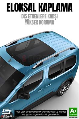S-Dizayn Renault Kangoo Aluminyum Gri Tavan Çıtası 1997-2007 A+ Kalite