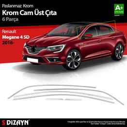 S-Dizayn Renault Megane 4 SD Krom Cam Üst Çıtası 6 Prç. 2016 Üzeri