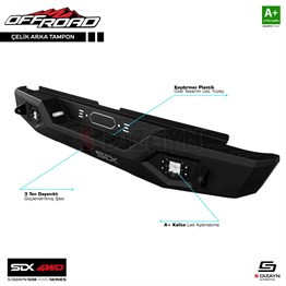 S-Dizayn SDX 4WD Off Road Toyota Hilux 7 Çelik Arka Tampon V1 Ledli 2006-2015
