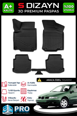 S-Dizayn Seat Leon 3D Pro Havuzlu Paspas 1999-2005 A+ Kalite