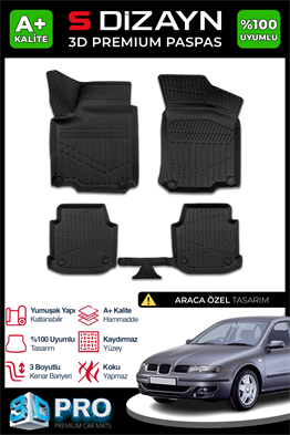 S-Dizayn Seat Toledo 3D Pro Havuzlu Paspas 1999-2005 A+ Kalite