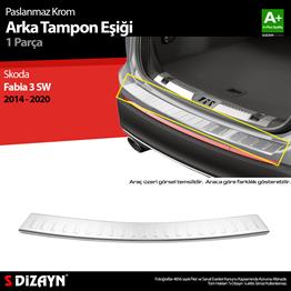 S-Dizayn Skoda Fabia 3 SW Krom Arka Tampon Eşiği 2014-2020