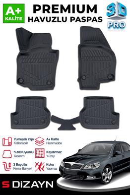 S-Dizayn Skoda Octavia 2 3D Pro Havuzlu Paspas 2004-2013 A+ Kalite