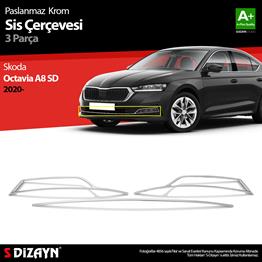 S-Dizayn Skoda Octavia A8 Krom Sis Çerçevesi 3 Prç. 2020-2024