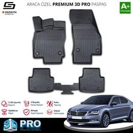 S-Dizayn Skoda SuperB 3D Pro Havuzlu Paspas 2015-2023 A+ Kalite