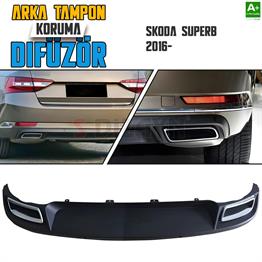 S-Dizayn Skoda SuperB Arka Tampon Koruma Difüzör Egzozlu OEM Stil 2016-2023 A+ Kalite