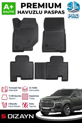 S-Dizayn Ssangyong Musso 3D Pro Havuzlu Paspas 2018 Üzeri A+ Kalite