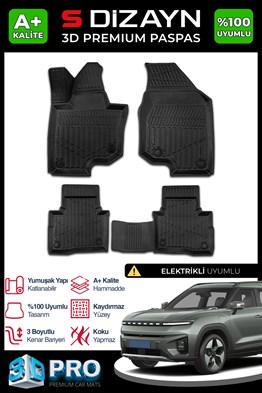 S-Dizayn Ssangyong Musso Elektrikli 3D Pro Havuzlu Paspas 2025 Üzeri A+ Kalite