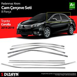 S-Dizayn Toyota Corolla Krom Cam Çerçevesi 8 Prç. 2013-2018 A+ Kalite