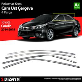 S-Dizayn Toyota Corolla Krom Cam Üst Çıtası 4 Prç. 2013-2018