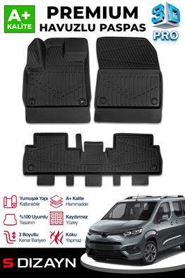 S-Dizayn Toyota Proace City 3D Pro Havuzlu Paspas 2018 Üzeri A+ Kalite