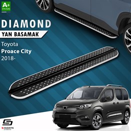 S-Dizayn Toyota Proace City Kısa Şase Diamond Krom Yan Basamak 203 Cm 2018 Üzeri A+ Kalite