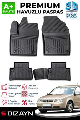 S-Dizayn VW Bora 3D Pro Havuzlu Paspas 1999-2006 A+ Kalite