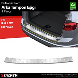 S-Dizayn VW Golf 7 SW Sportsvan Krom Arka Tampon Eşiği 2013-2020