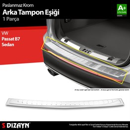 S-Dizayn VW Passat B7 Sedan Krom Arka Tampon Eşiği 2010-2015 A+ Kalite