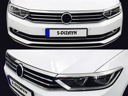 S-Dizayn VW Passat B8 Krom Far Üzeri Çıta Seti 3 Parça 2015-2019