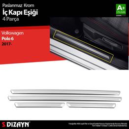 S-Dizayn VW Polo 6 HB Krom İç Kapı Eşiği 4 Prç. 2017-2021