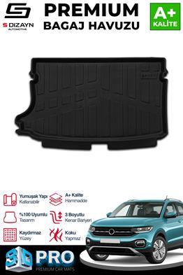 S-Dizayn VW T-Cross 3D Pro Bagaj Havuzu Üst Bagaj 2022 Üzeri A+ Kalite