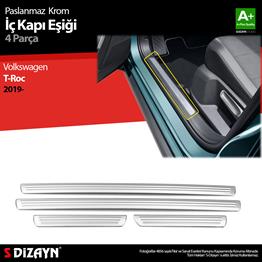 S-Dizayn VW T-Roc Krom İç Kapı Eşiği 4 Prç. 2019-2021
