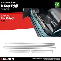 S-Dizayn VW T-Roc Makyajlı Krom İç Kapı Eşiği 4 Prç. 2021 Üzeri
