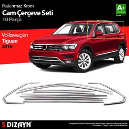 S-Dizayn VW Tiguan Krom Cam Çerçevesi 10 Prç. 2016-2024 A+ Kalite