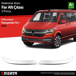 S-Dizayn VW Transporter T6.1 Krom Far Alt Çıtası 2 Prç. 2020-2025