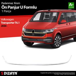 S-Dizayn VW Transporter T6.1 Krom U Formlu Ön Panjur Çıtası 2020-2025