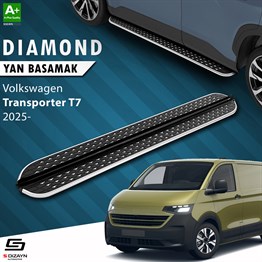 S-Dizayn VW Transporter T7 Kısa Şase Diamond Krom Yan Basamak 223 Cm 2024 Üzeri A+ Kalite
