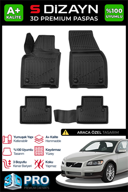 S-Dizayn Volvo C30 3D Pro Havuzlu Paspas 2006-2013 A+ Kalite