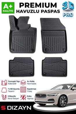 S-Dizayn Volvo S90 Plug-IN 3D Pro Havuzlu Paspas 2024 Üzeri A+ Kalite