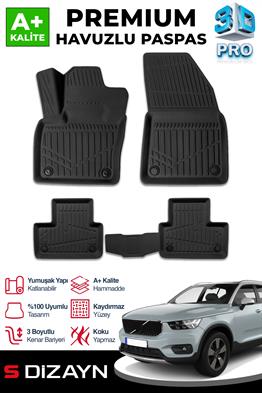 S-Dizayn Volvo XC40 3D Pro Havuzlu Paspas 2018 Üzeri A+ Kalite