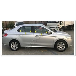 WOC Chrome Peugeot 301 Krom Cam Çıtası 2012-2020 4 Parça Paslanmaz Çelik