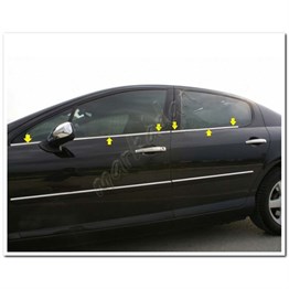 WOC Chrome Peugeot 407 Krom Cam Çıtası 2004-2010 4 Parça Paslanmaz Çelik